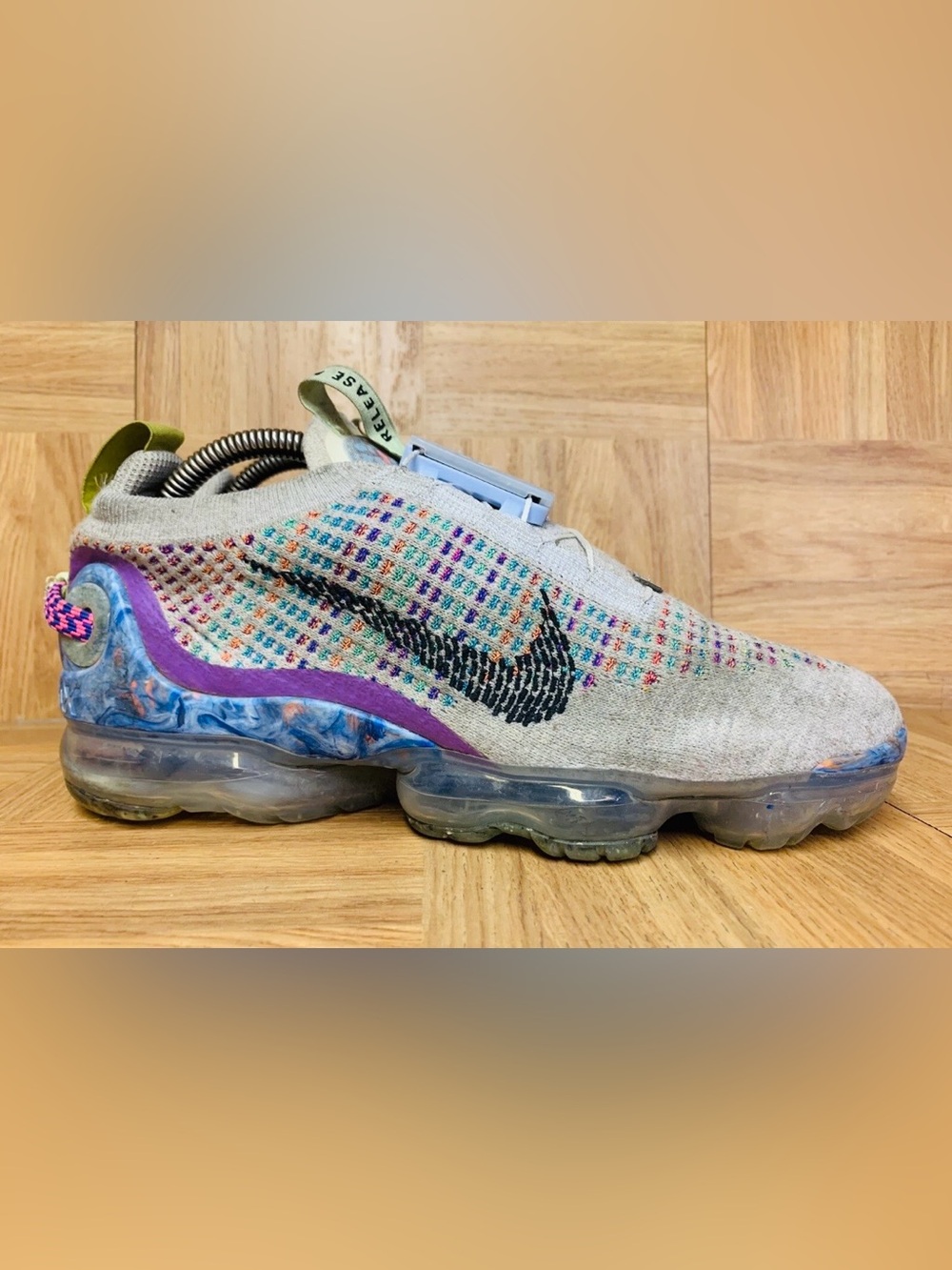 Nike Air Vapormax Flyknit Pure Platinum Multicolor CJ6741-001 Run Shoes-Mens 13